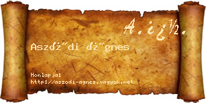 Aszódi Ágnes névjegykártya