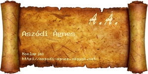 Aszódi Ágnes névjegykártya
