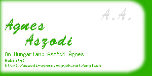 agnes aszodi business card