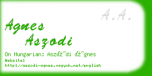agnes aszodi business card